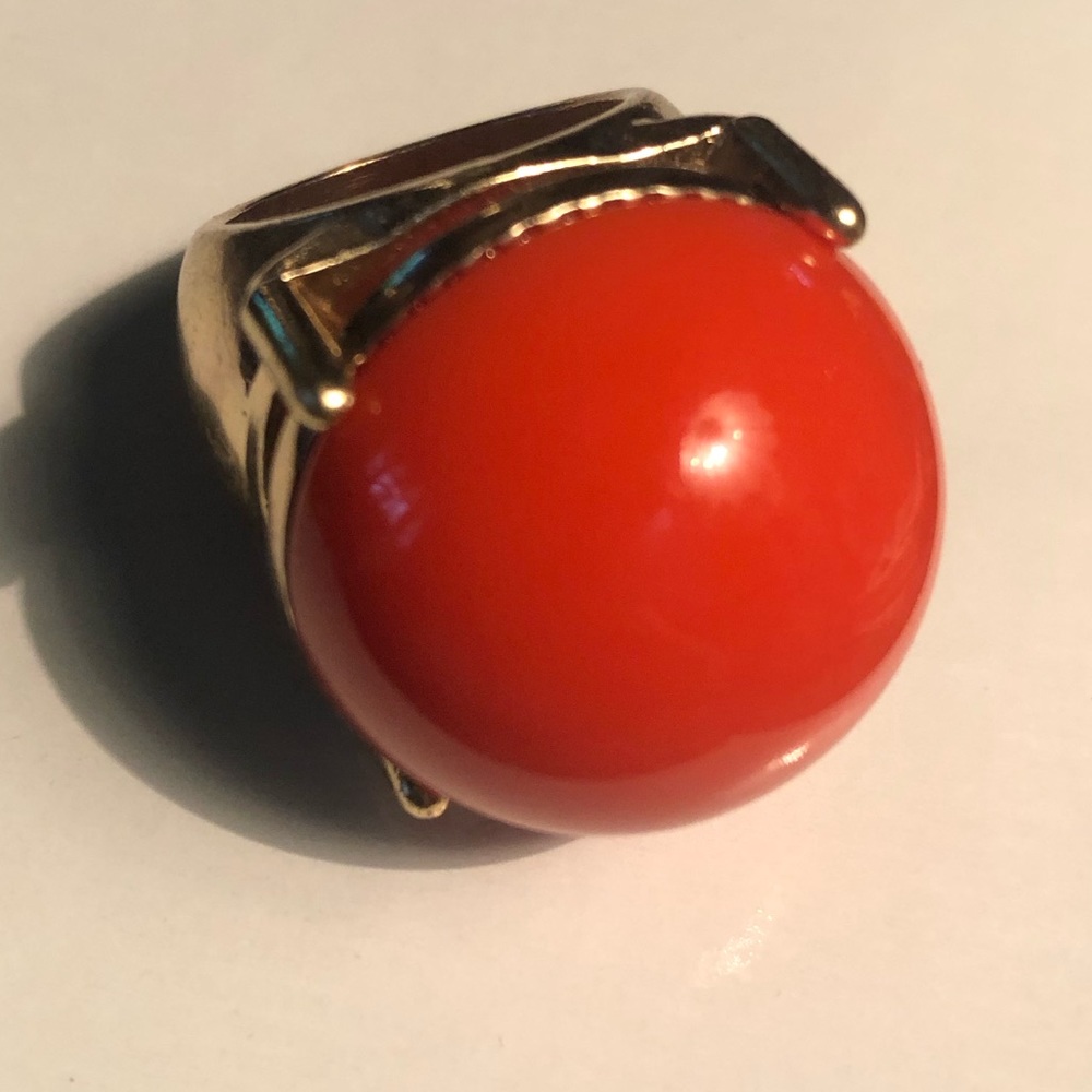 Bold Orange Lucite Dome Statement Ring - image 2